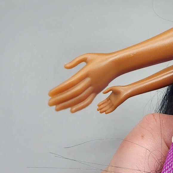 1990 Barbie Doll Black Hair Pink Dress Vintage Mattel Rare Original Dress - Picture 8 of 12